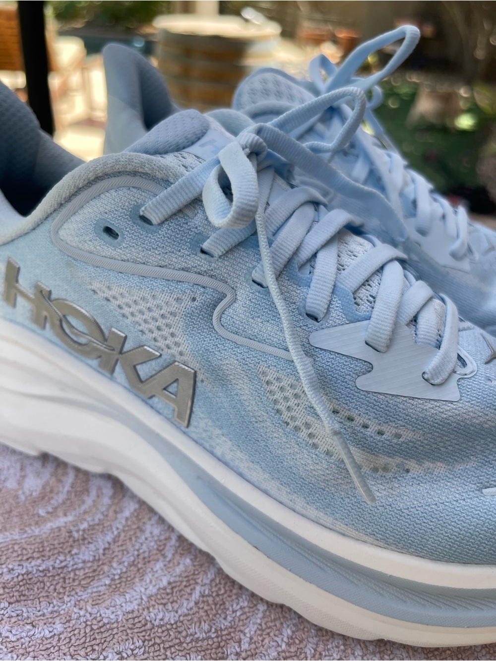 Hoka Clifton Women’s Light Blue Athletic Running Shoes 8.5B